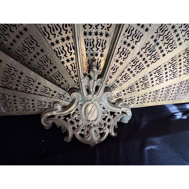 French 19thC French Louis XVI Gilt Bronze Fire Screen For Sale - Image 3 of 16