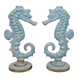 Pair of Vintage English Cast Iron Seahorses