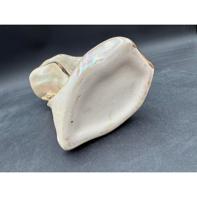 Vintage Vase Pearlescent With Gold Calla Lily Hollywood Regency 22k Gold 7" For Sale - Image 10 of 12