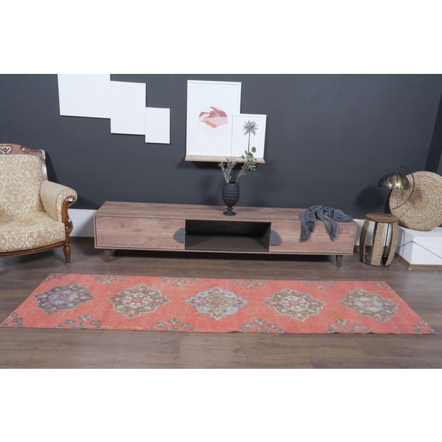 1970 Vintage Handmade Wool Runner Rug For Sale - Image 9 of 12