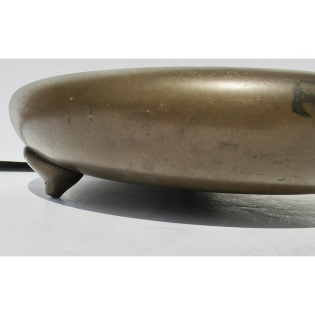 Low bronze tray for floral or bulb display. Japanese mid-century design and beautiful large design. Rolled edges and three...