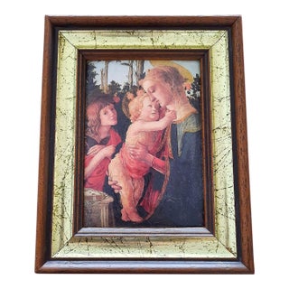 Famous "Madonna and Child" (1470) Italian Antique Painting - Enamel Porcelain Handmade Certified Collectible Wall Art For Sale