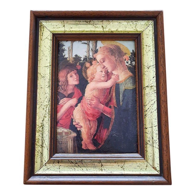 Famous "Madonna and Child" (1470) Italian Antique Painting - Enamel Porcelain Handmade Certified Collectible Wall Art For Sale