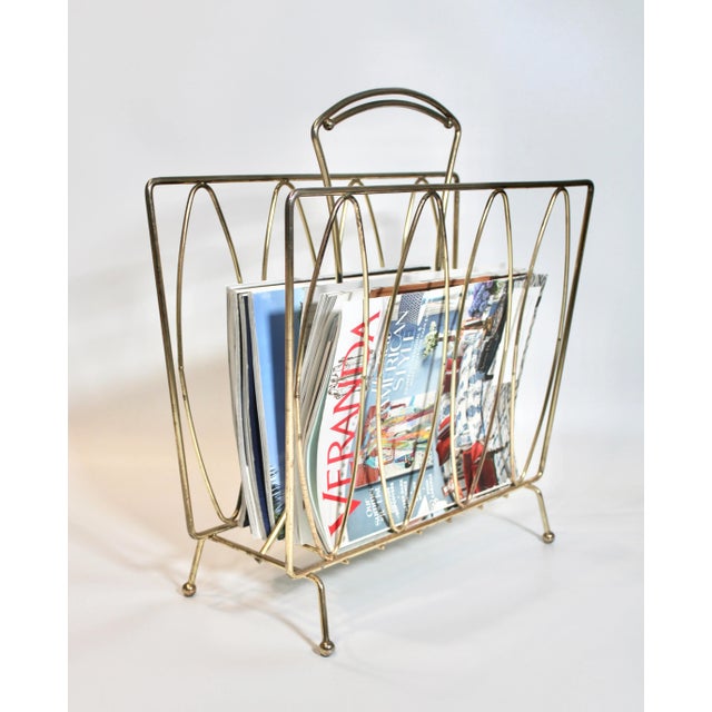 Mid Century Modern Brass Magazine Rack For Sale - Image 4 of 8