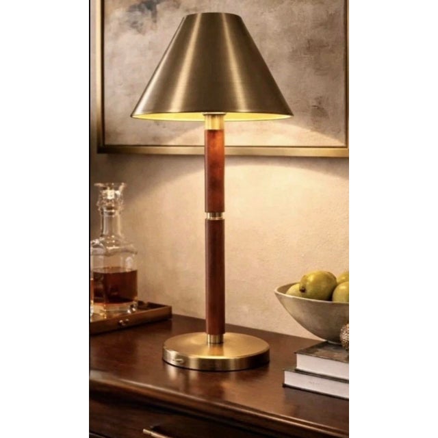 BRAND NEW with tags Ralph Lauren Brass and Leather Candlestick Buffet Lamps Stunning warm lighting. Bulbs included. Set of...