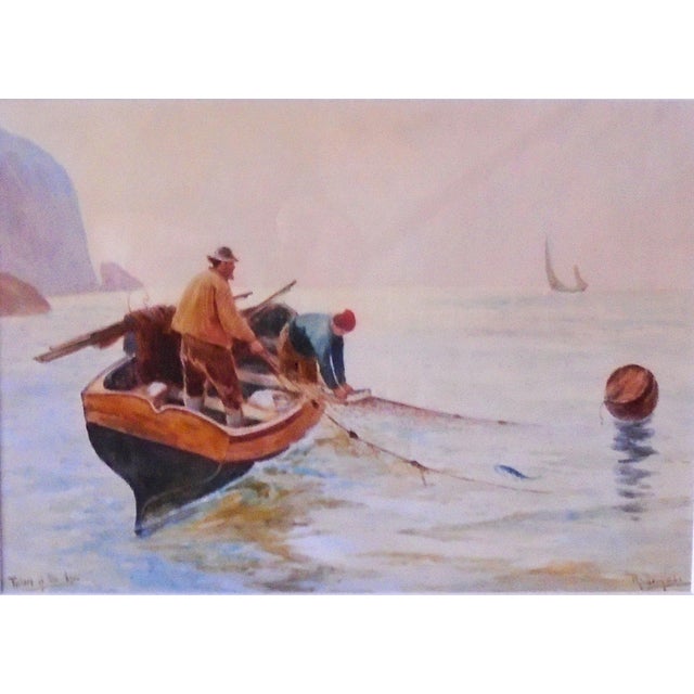 An original watercolor painting on paper by R. Douglas, Scottish artist active first half of the 20th century, "Toilers of...