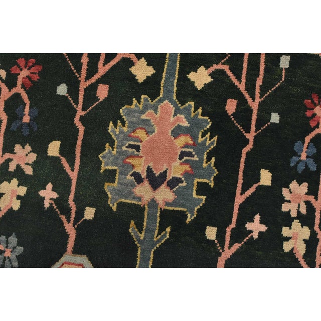 Green Heriz Rug 6’1” X 8’10” Green Wool Vintage Traditional Hand-Knotted Carpet For Sale - Image 8 of 15