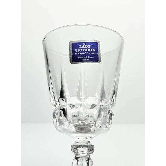 Cristal d' Arques 1980s Cristal D’Arques “Chantelle” 8 Crystal Wine Glasses For Sale - Image 4 of 4