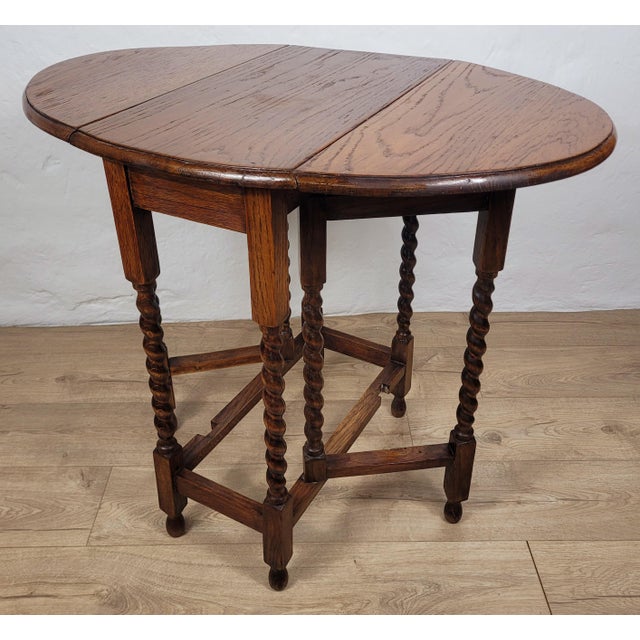 Brown Antique 19th Century Barley Twist Drop Leaf Gate Leg Occasional Table For Sale - Image 8 of 18