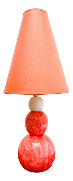 French Alabaster Table Lamp in Pink and White, 1980s