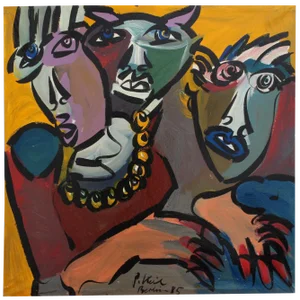 Peter Robert Keil, Rolling Stones, Three Heads, 1985, Acrylic on Canvas