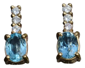 The Goodlettsville: Ladies 14K Rose Gold Drop Earrings set with Topaz and Diamonds, 2 Pieces