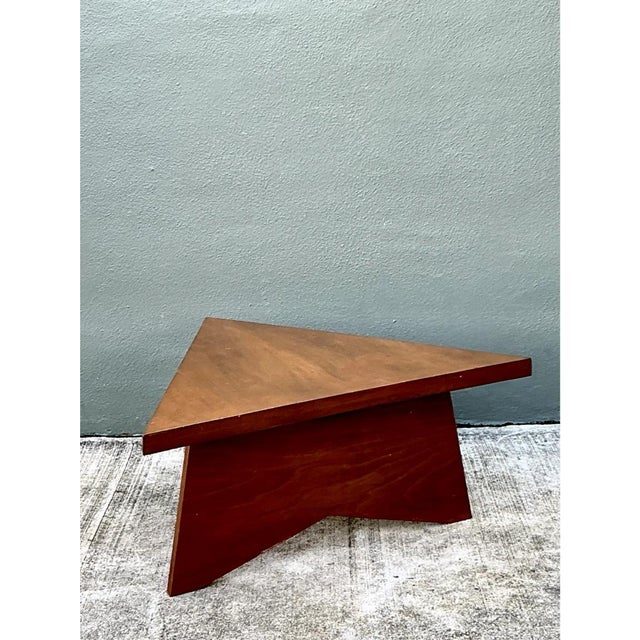 Vintage Triangular Wood Coffee Table For Sale In West Palm - Image 6 of 12