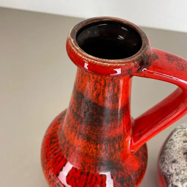 Red German Multi-Color Fat Lava Op Art Pottery Vase from BAY Ceramics, 1970s, Set of 2 For Sale - Image 8 of 18