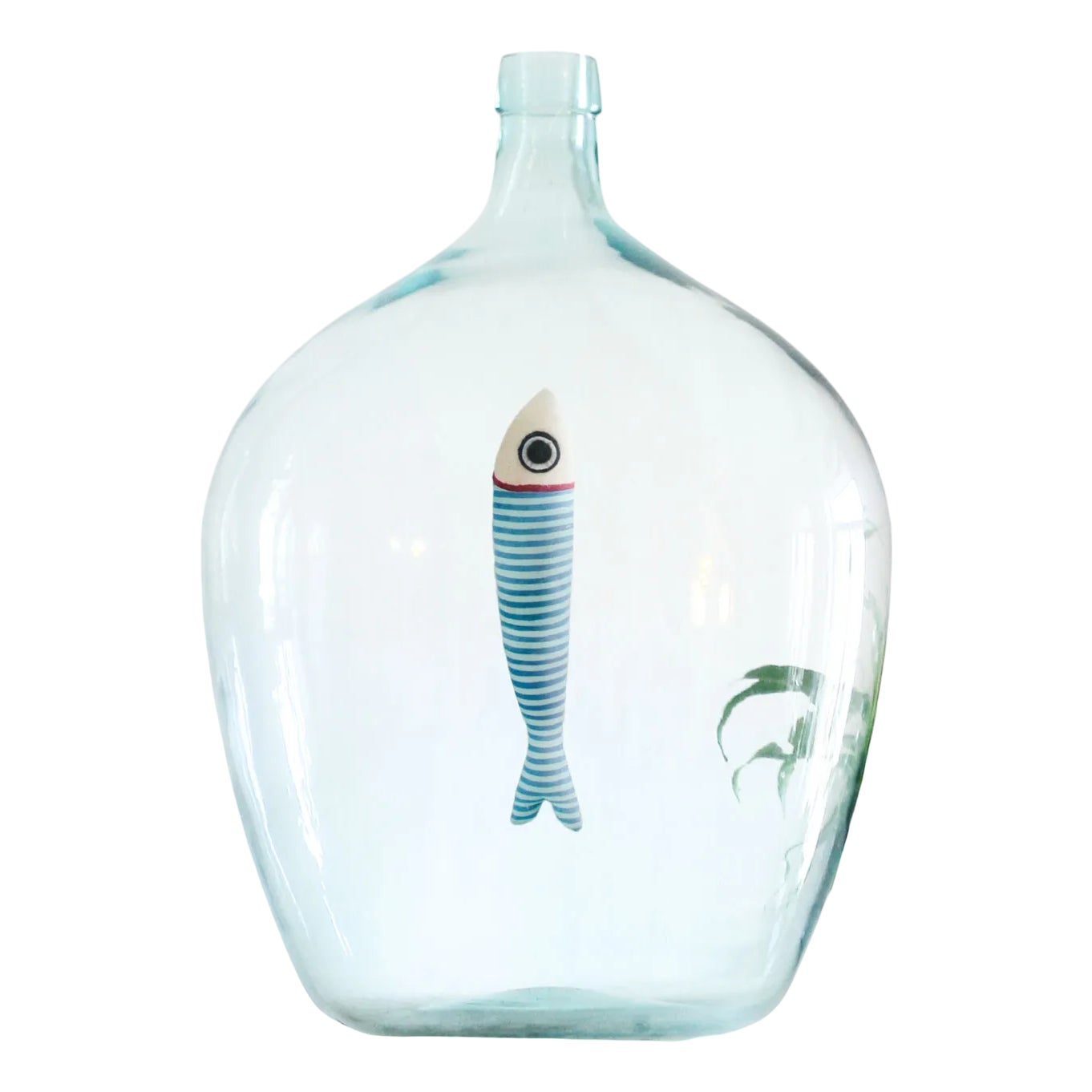 Vintage Light Blue Demijohn Go Fish Home Decoration | Chairish