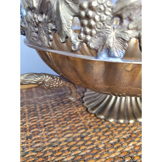 Metal Andrea by Sadek Brass Grape Motif Pedestal Centerpiece Bowl For Sale - Image 7 of 9