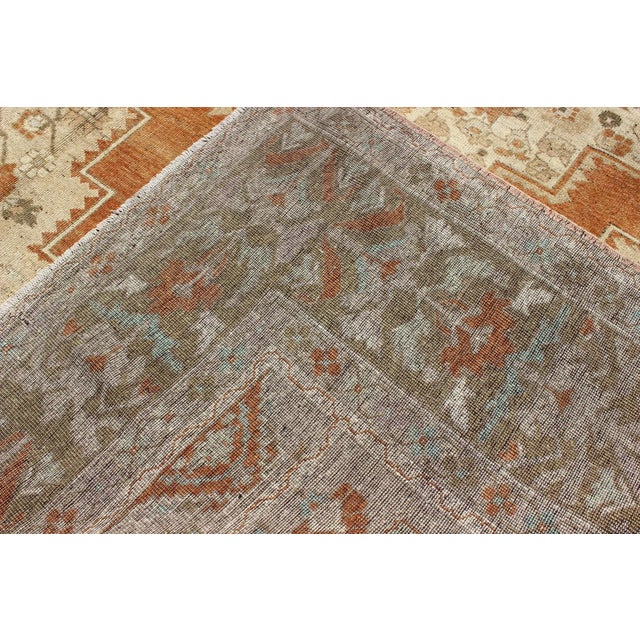 Vintage Turkish Oushak Rug in Rust, Green, Cream, Tape and Neutral Colors 7'3"x11'3" For Sale - Image 10 of 10