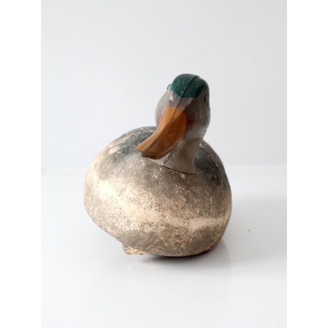 Farmhouse Vintage Hand-Painted Mallard Duck Decoy Folk Art For Sale - Image 3 of 15