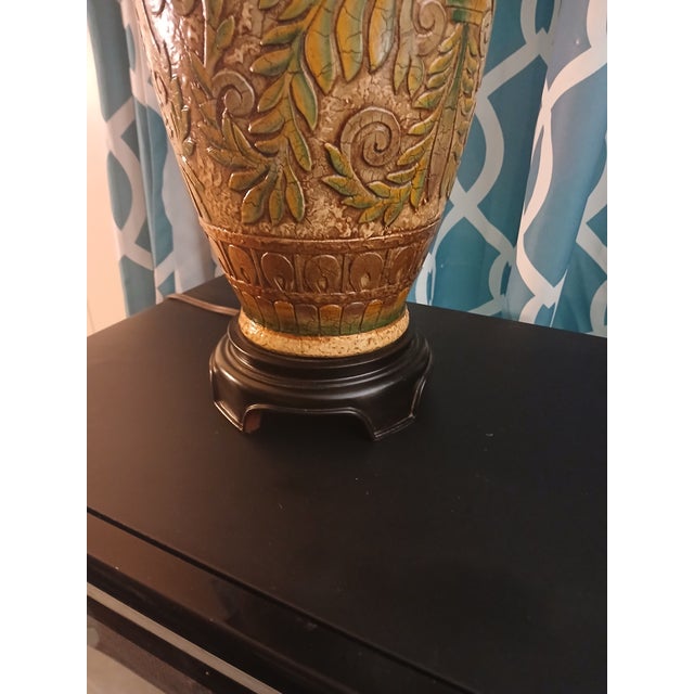 Wood Vintage Frederick Cooper Style Ginger Jar Tropical Decor Table Lamp For Sale - Image 7 of 7