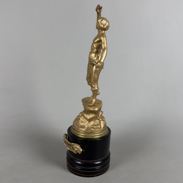 Antique Gilded Antimony Sculpture of a Miner by Ruchet, Early 1900s For Sale - Image 4 of 12