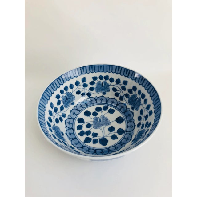 Vintage Chinese Blue & White Palace Size Bowl For Sale In Boston - Image 6 of 10