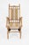 Decorative Scandinavian rocking chair crafted in solid oak with turned details and floral woven upholstery. A charming...