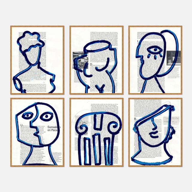 Blue Architectural Details Set of 6 by Virginia Chamlee in Gold Frame, Small Art Print For Sale - Image 8 of 8