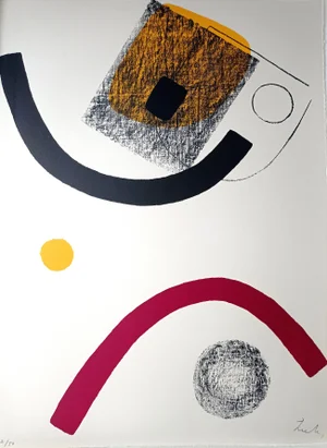 Berto Lardera, Abstract Geometric Composition, Original Lithograph on Arches Paper, 1974