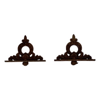 Pair of Victorian Architectural Salvaged Heavy Cast Iron Ornamental Metal Elements For Sale