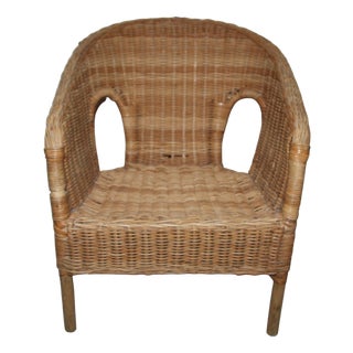 Small Wicker & Rattan Armchair For Sale