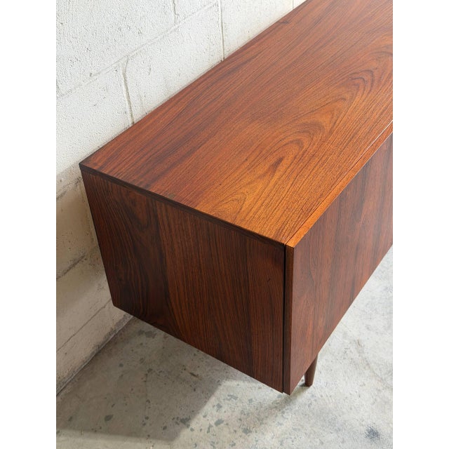 Rosewood Sideboard Credenza Low Storage Unit With Tapered Legs Denmark 1960s For Sale - Image 10 of 10