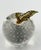 1950s Venetian Art Glass Apple Paperweight W/Brass Leaf & Stem Bullicante Bubbles For Sale - Image 5 of 7