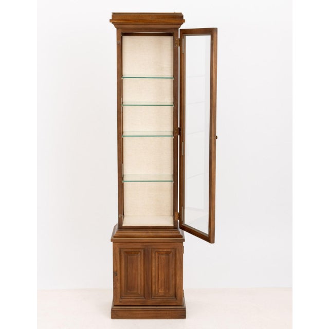 Modern Modern Illuminated Glass-Paneled Fruitwood Vitrine For Sale - Image 3 of 9