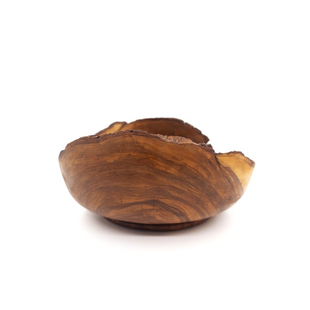 2020s Hand-Carved Peruvian 10.75" Olive Wood With Stunning Live Edges For Sale - Image 5 of 10