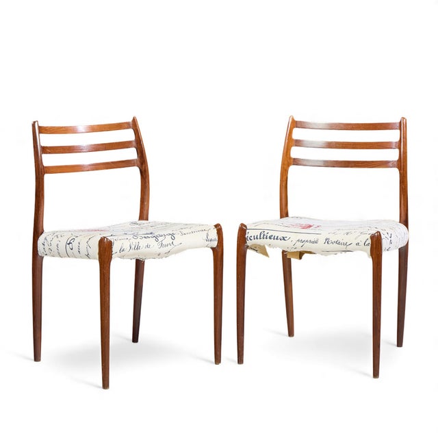 Niels Moller Model 78 Mid Century Rosewood Dining Chairs - Pair Each chair measures: 19 wide x 17.5 deep x 32 inches high,...