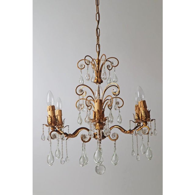 Hollywood Regency Golden Stars and Water Drops Chandelier, Italy, 1930s For Sale - Image 11 of 18