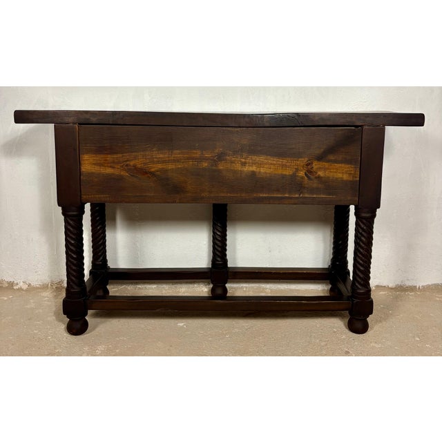 Late 19th Century Spanish Baroque Style Walnut Console Table with Twisted Legs For Sale - Image 13 of 18