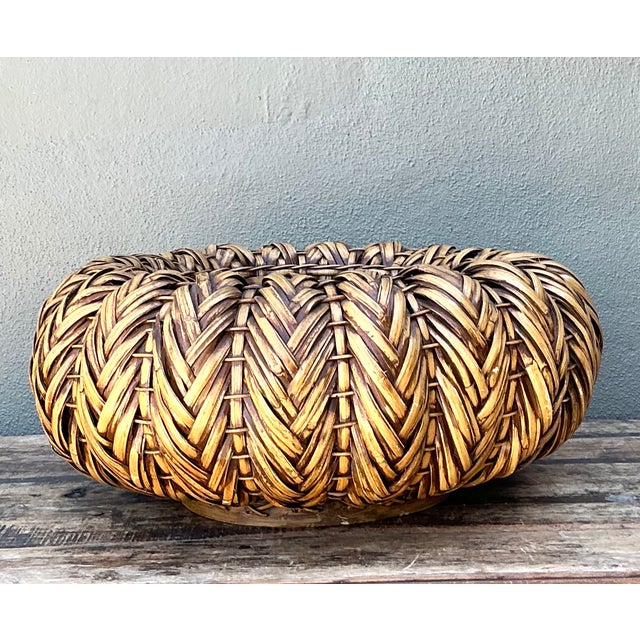 Wood Vintage Handcrafted Rattan Centerpiece For Sale - Image 7 of 13