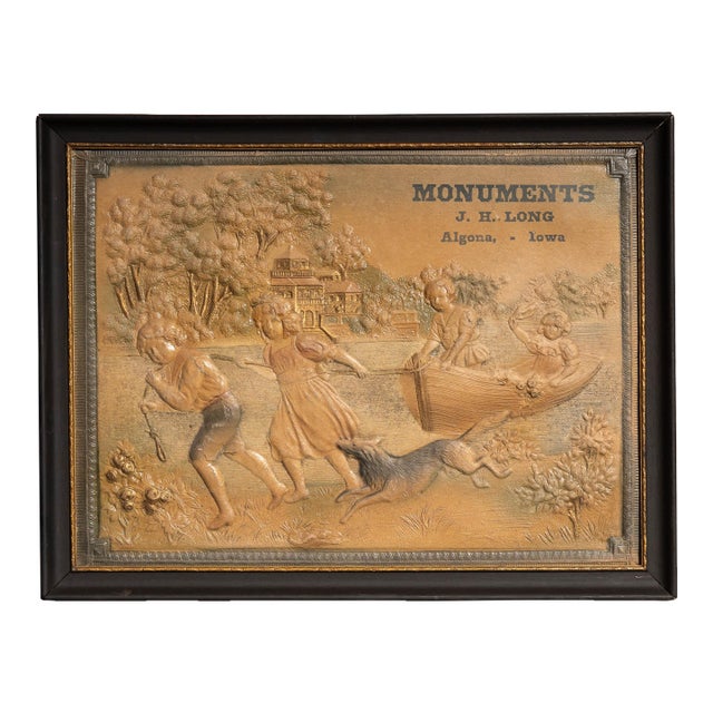 19th Century Embossed Advertising Relief for J. H. Long Monument Works For Sale