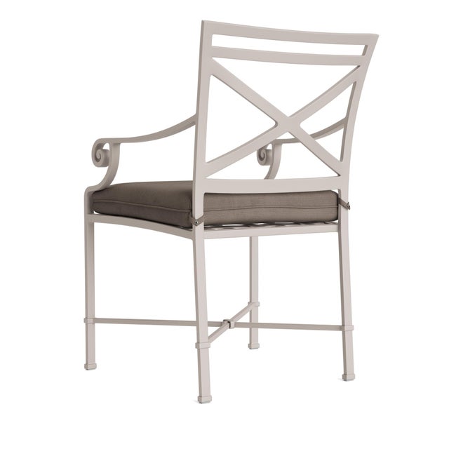 Not Yet Made - Made To Order Brown Jordan Venetian Arm Chair, Dove frame with Fusion Taupe fabric For Sale - Image 5 of 11