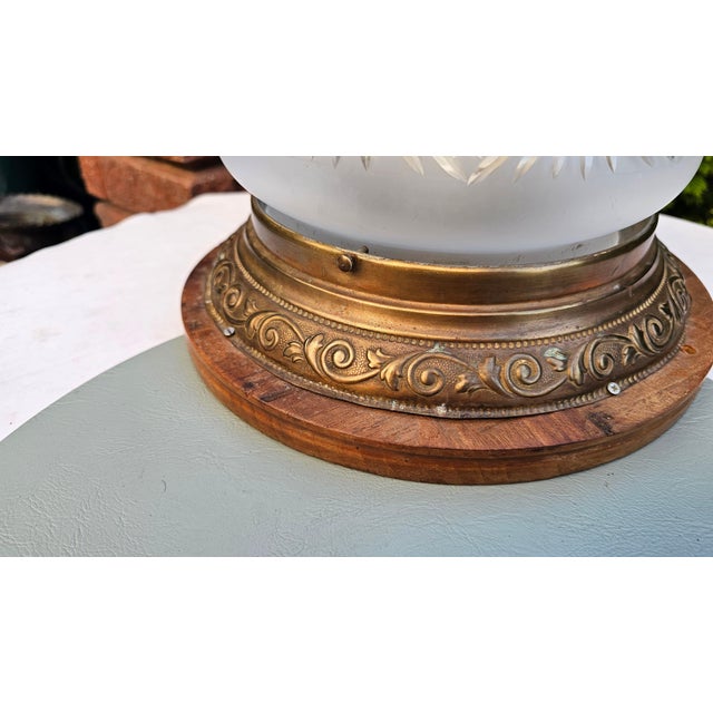Antique Ceiling Lamp in Brass and Glass, 1890s For Sale - Image 4 of 9
