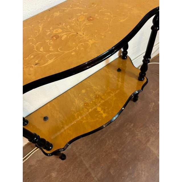 2020s Italian Black & Gold Console Table With Matching Mirror, 2-Piece Set For Sale - Image 5 of 5