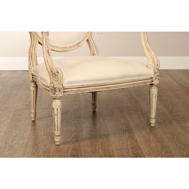 Late 20th Century Buying & Design Italia Louis XVI Style White Oval Back Armchair For Sale - Image 5 of 12