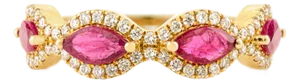 Diamond Ruby Marquise Cut 14k Gold Wedding Band Size 7