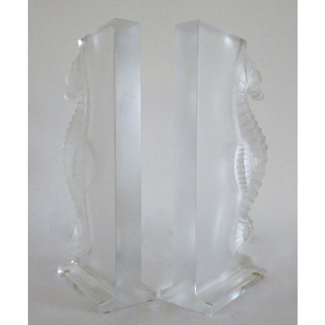 C. 1999-2003 Rene Lalique France Signed "Poseidon" Crystal Glass Frosted Bookends - Pair For Sale - Image 12 of 14