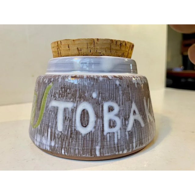 Sgraffito Pipe Tobacco Jar in Ceramic from Laholm Studio, Sweden, 1960s For Sale - Image 10 of 10