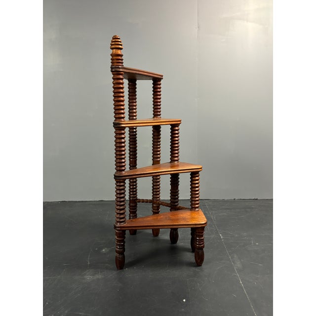 Mid-Century French Turned Wood Library Steps in the style of Charles Dudouyt, 1950s For Sale - Image 9 of 18