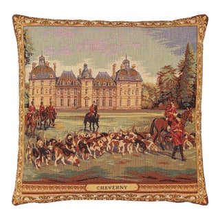 Chateau Cheverny Tapestry Cushion With Feather Filler - 46x46cm (18"x18") For Sale