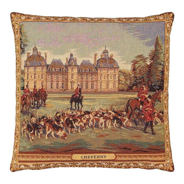 Chateau Cheverny Tapestry Cushion With Feather Filler - 46x46cm (18"x18") For Sale