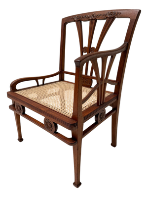 Art Nouveau Armchair with Wicker Seat by H.P. Mutters & Zoon, 1900s